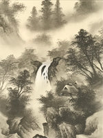 Japanese Boxed Hanging Scroll Kakejiku Vtg Waterfall Mountains Black White KJ141