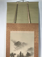 Japanese Boxed Hanging Scroll Kakejiku Vtg Waterfall Mountains Black White KJ141