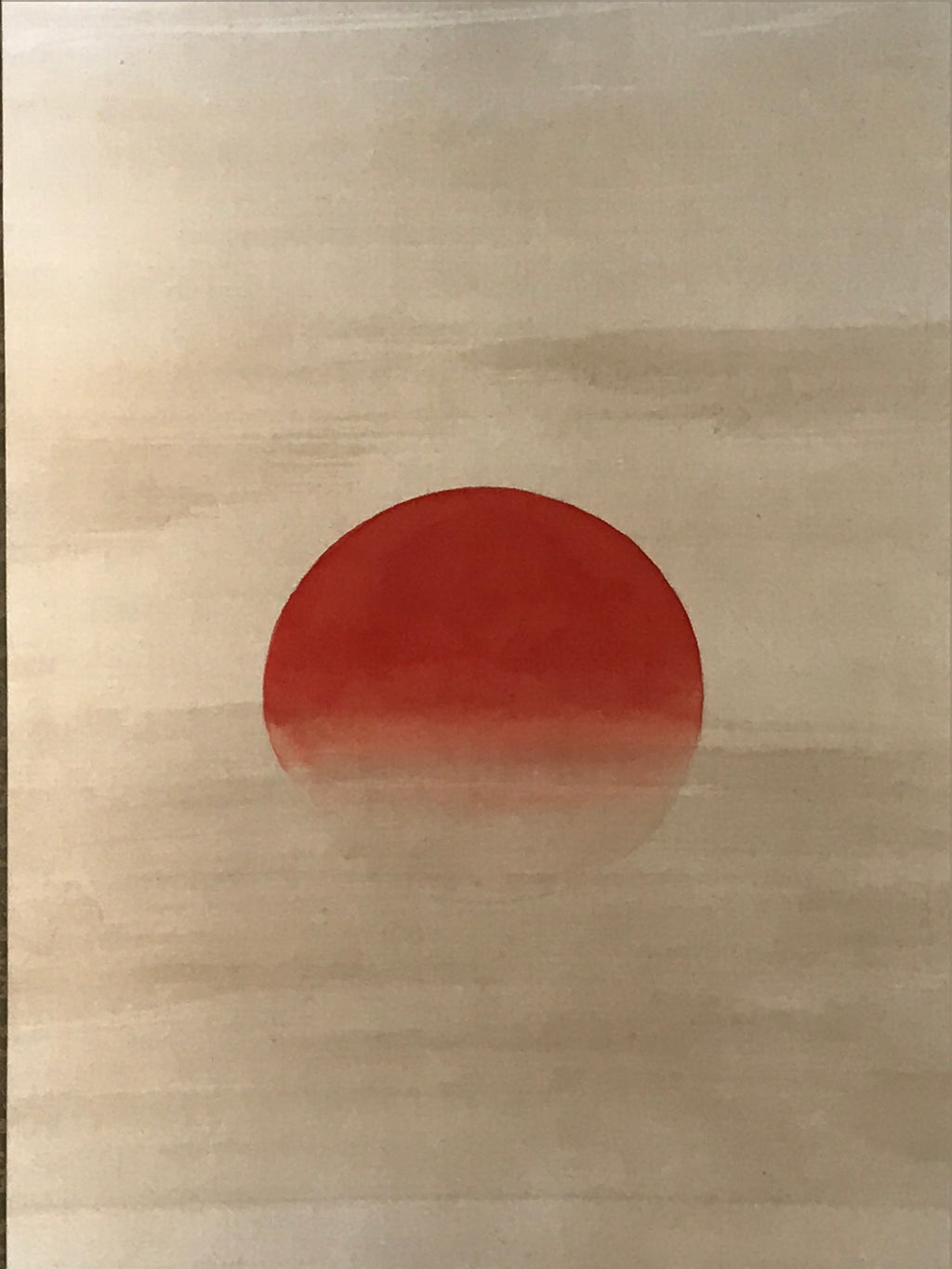 Japanese Boxed Hanging Scroll Kakejiku Vtg Waves Rising Sun Seascape Color KJ164