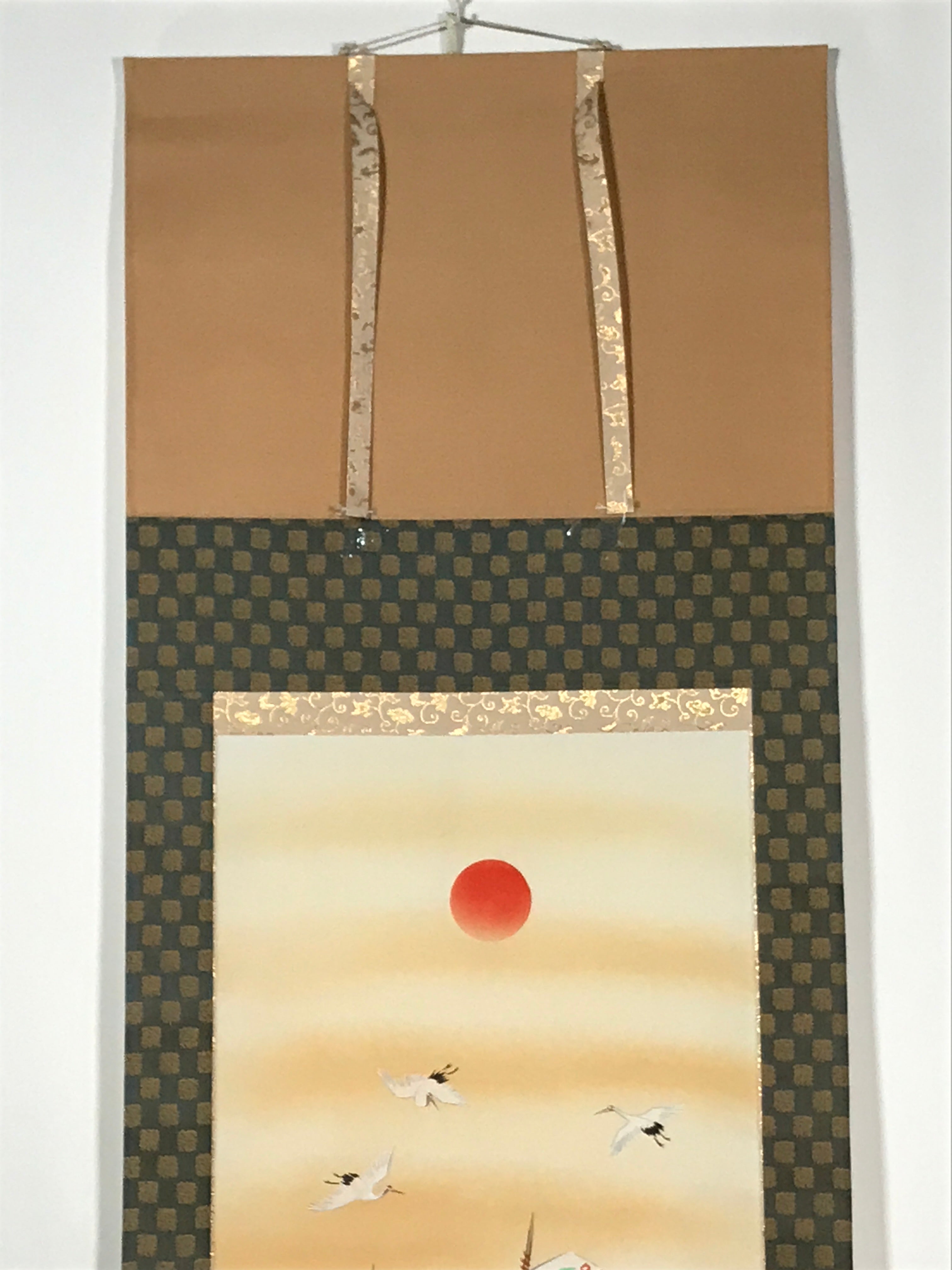 Japanese Boxed Hanging Scroll Vtg 7 Lucky Gods Takarabune Ship Kakejiku SC976