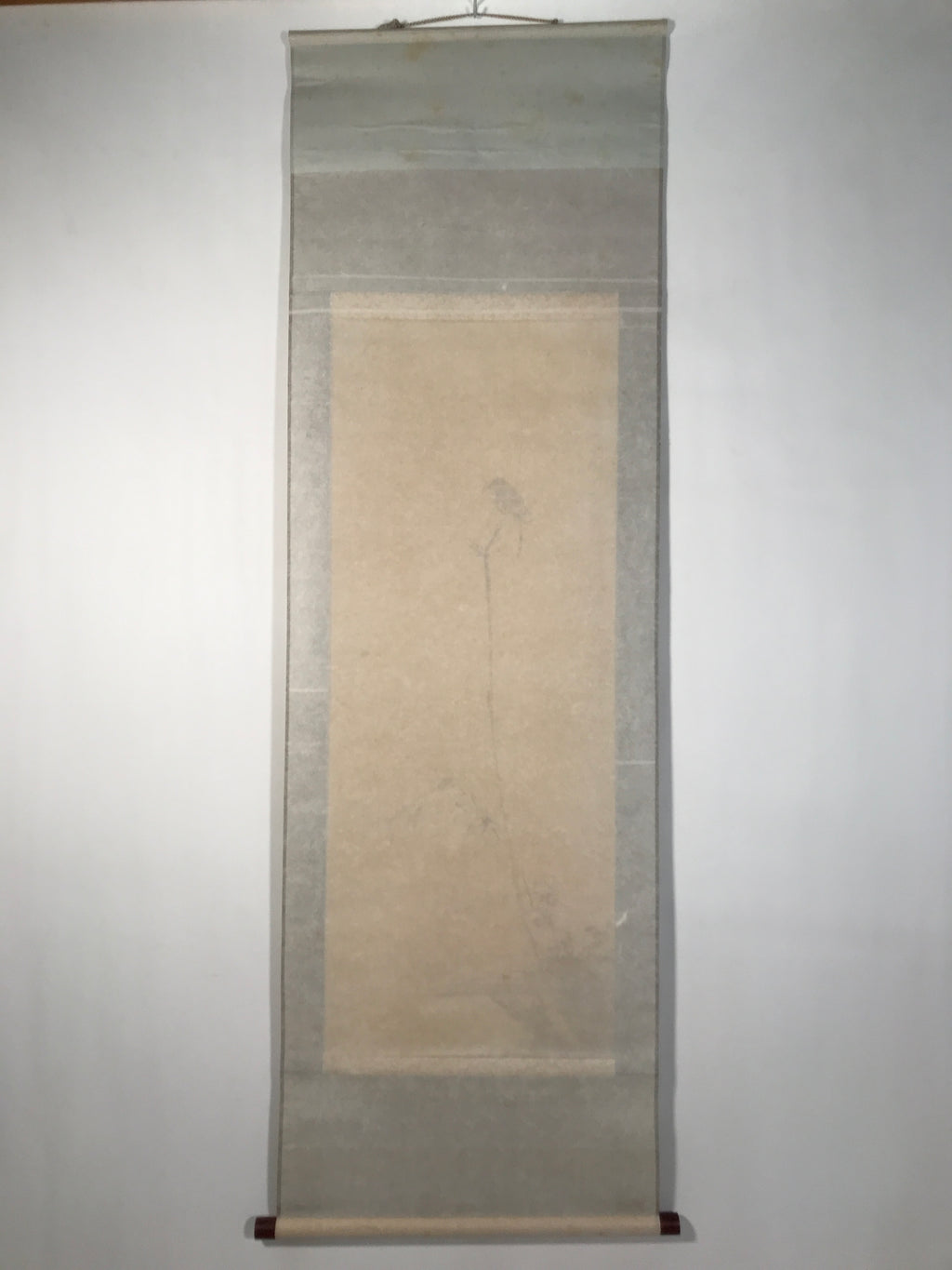 Japanese Boxed Hanging Scroll Vtg Bird Singing Old Tree Miyamoto Musashi KJ145