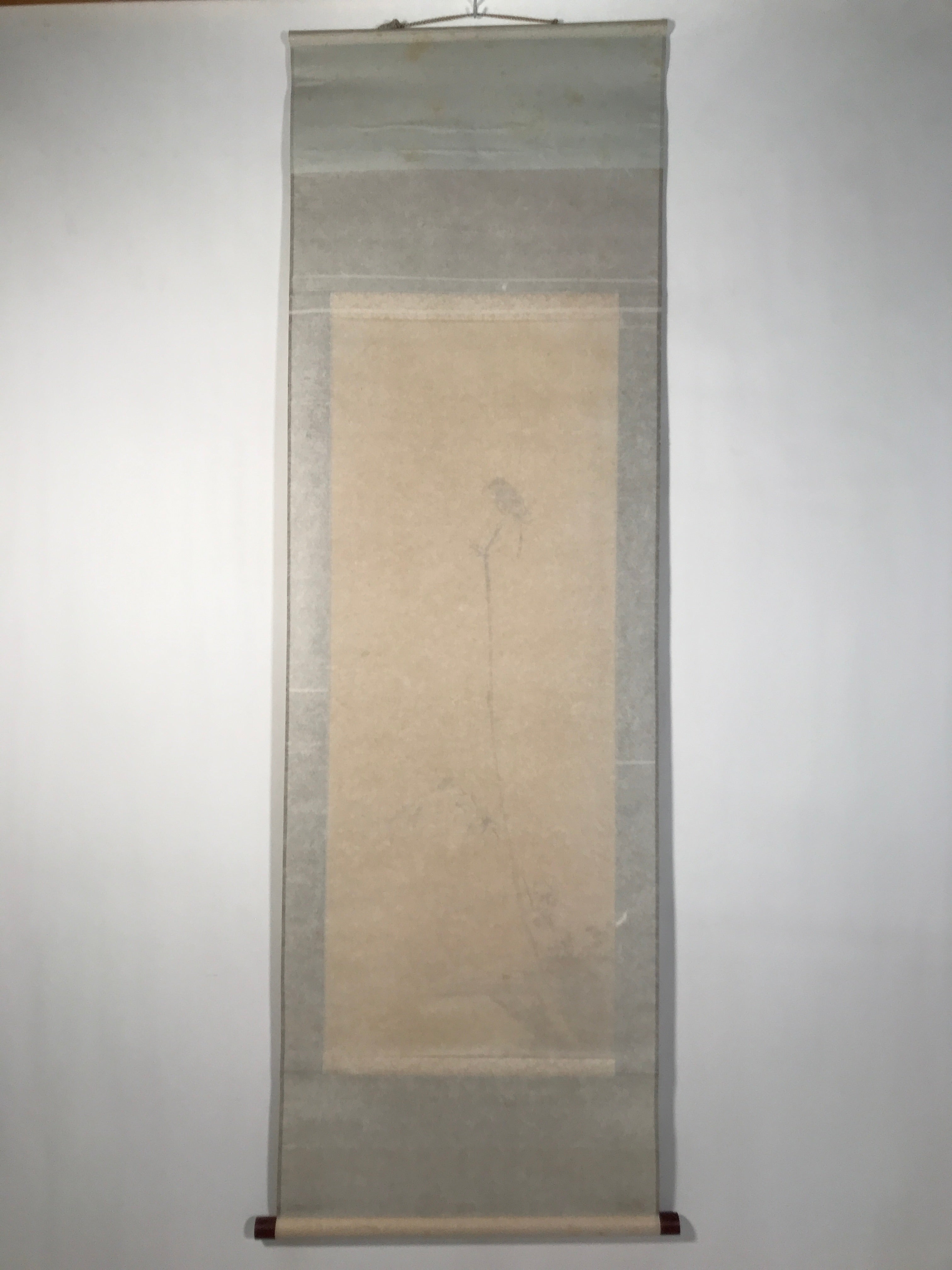 Japanese Boxed Hanging Scroll Vtg Bird Singing Old Tree Miyamoto Musashi KJ145