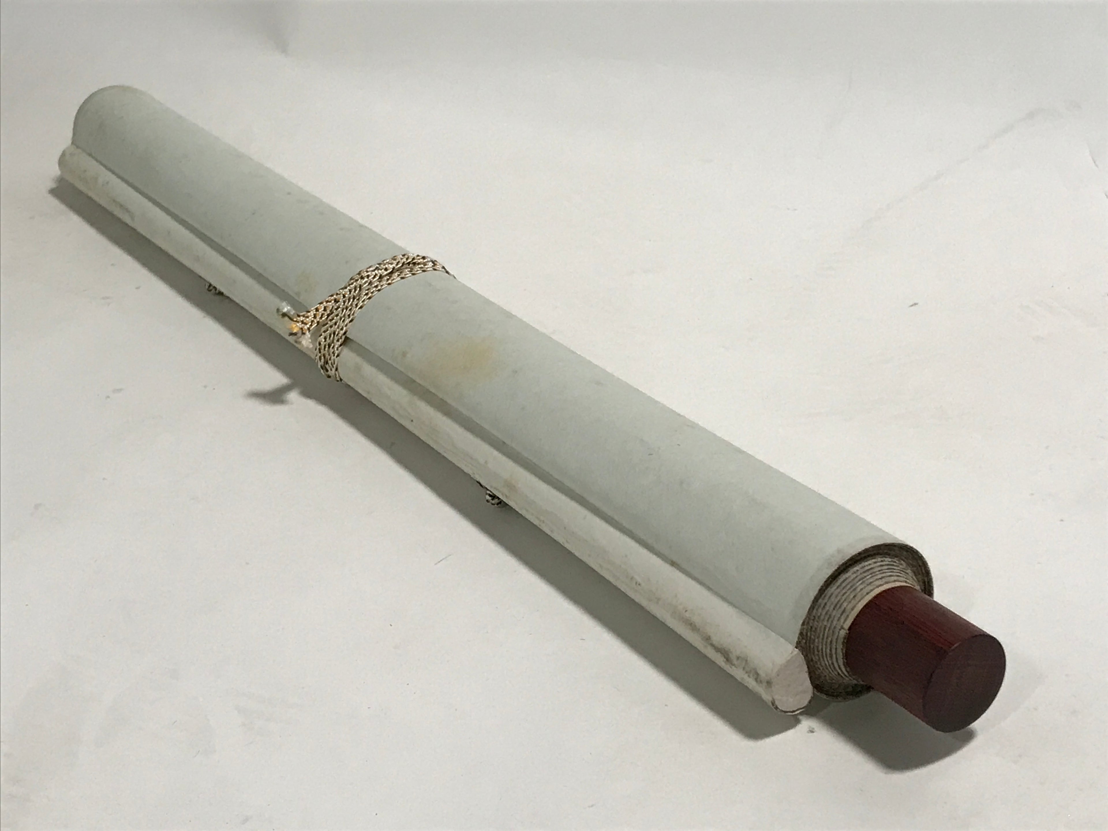 Japanese Boxed Hanging Scroll Vtg Bird Singing Old Tree Miyamoto Musashi KJ145