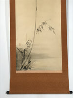 Japanese Boxed Hanging Scroll Vtg Bird Singing Old Tree Miyamoto Musashi KJ33