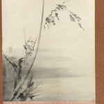 Japanese Boxed Hanging Scroll Vtg Bird Singing Old Tree Miyamoto Musashi KJ33