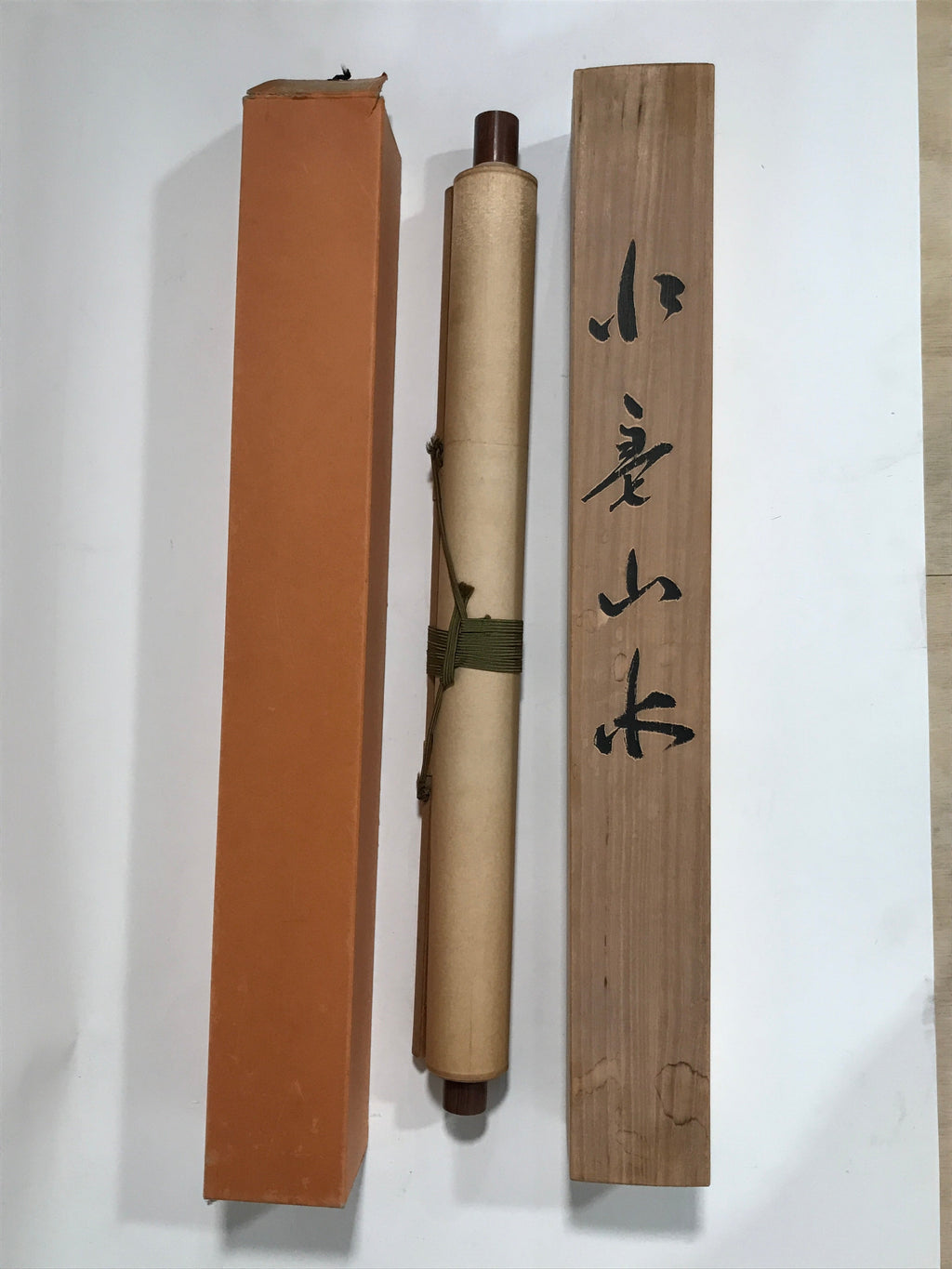 Japanese Boxed Hanging Scroll Vtg Black White Ink Landscape Sansui Kakejiku KJ35