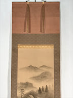 Japanese Boxed Hanging Scroll Vtg Black White Ink Landscape Sansui Kakejiku KJ35