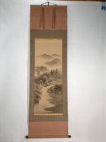 Japanese Boxed Hanging Scroll Vtg Black White Ink Landscape Sansui Kakejiku KJ35