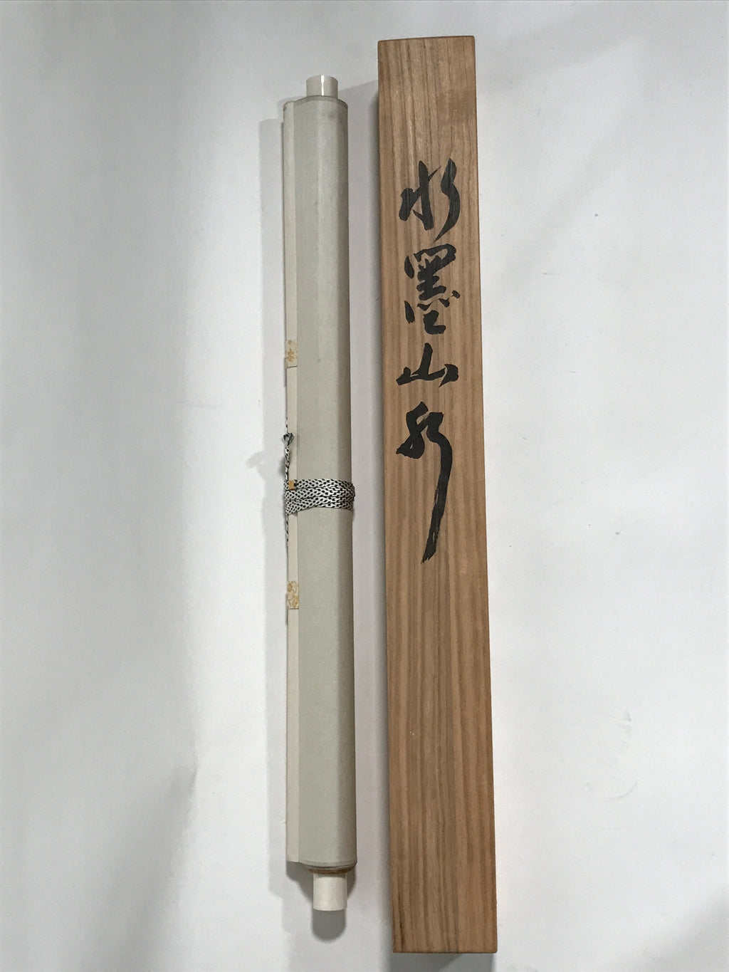 Japanese Boxed Hanging Scroll Vtg Black White Ink Landscape Sansui Kakejiku KJ37
