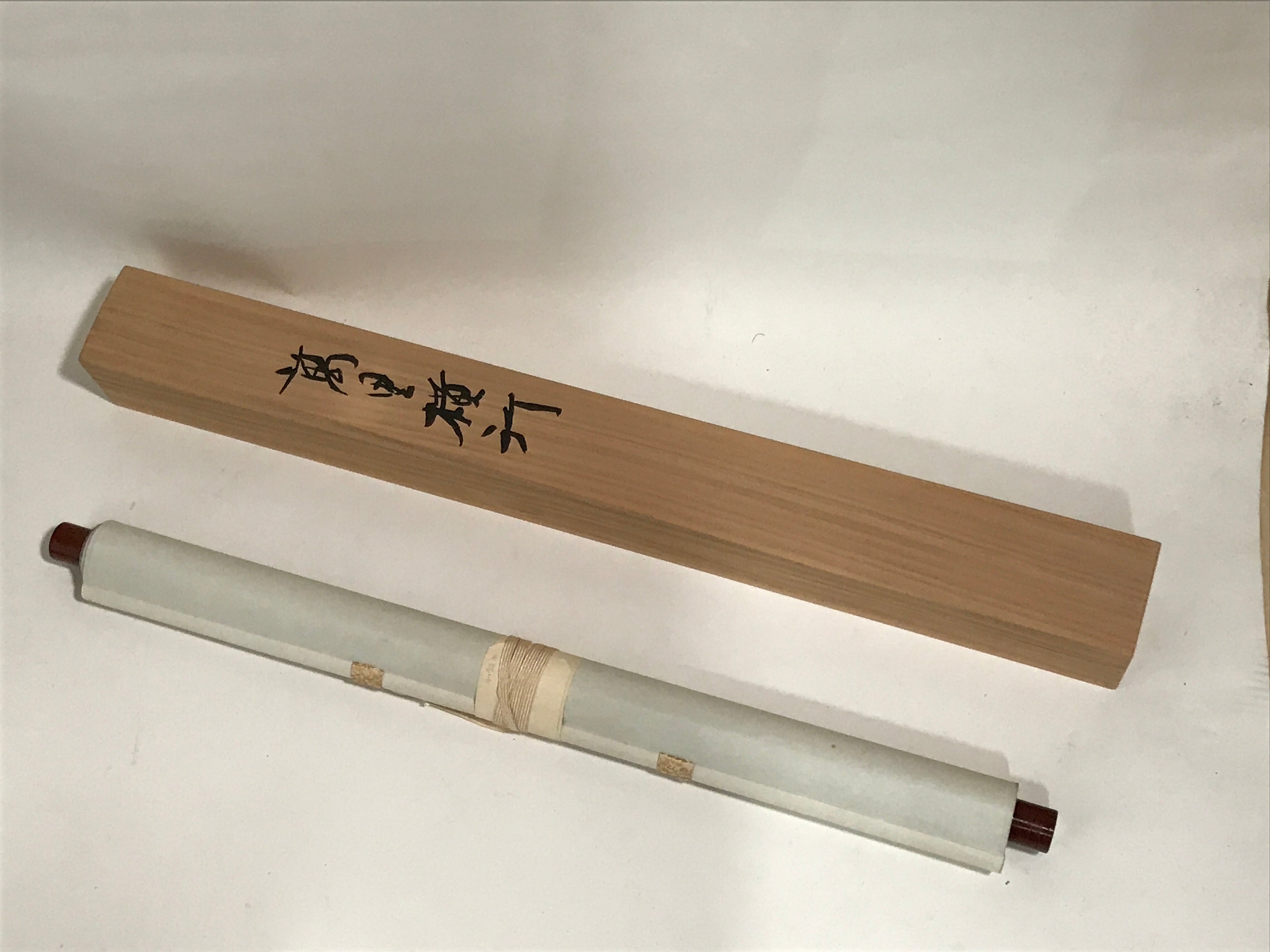 Japanese Boxed Hanging Scroll Vtg Crab Kani No Zu Monochrome Kakejiku SC981