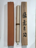 Japanese Boxed Hanging Scroll Vtg Fierce Tiger Orange Black Moko Kakejiku KJ34