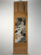 Japanese Boxed Hanging Scroll Vtg Guardian White Dragon Zenkai Kakejiku KJ158