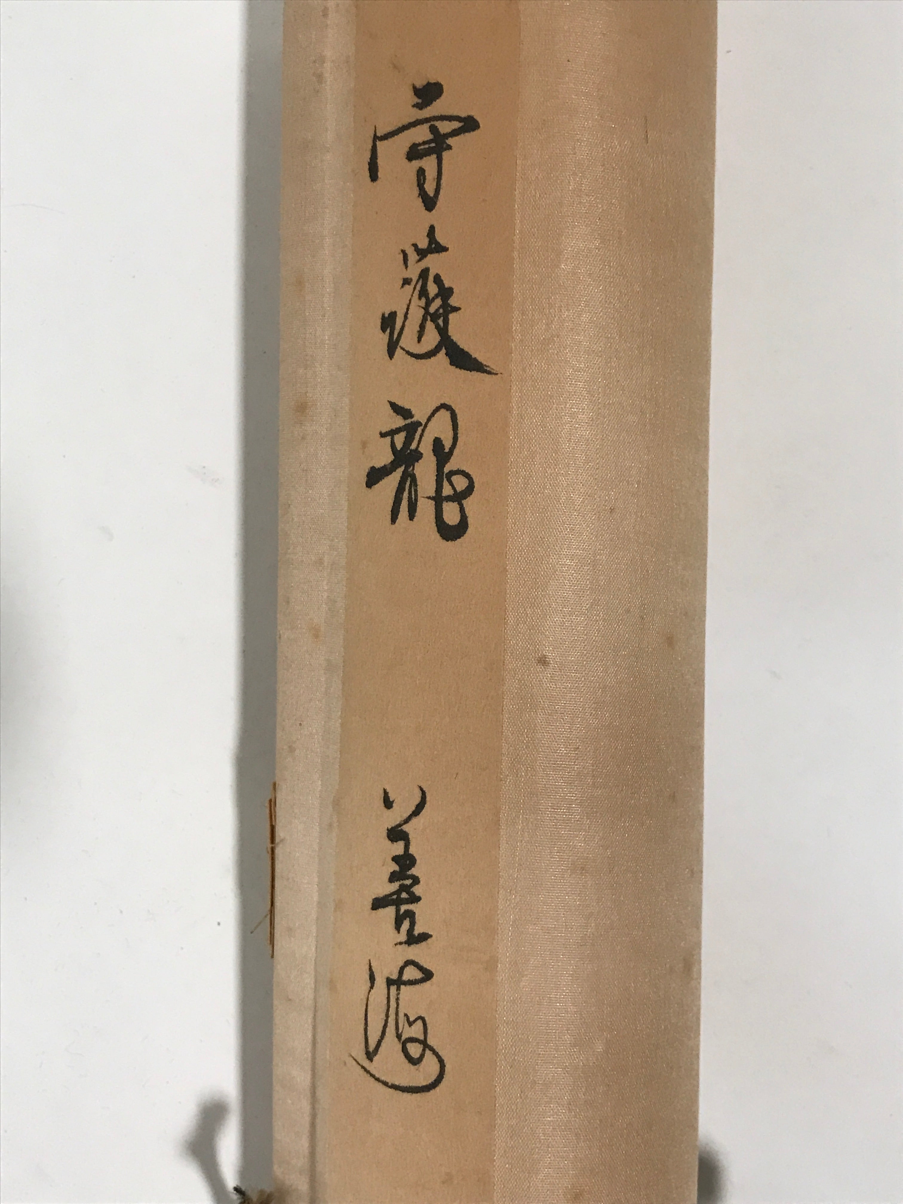 Japanese Boxed Hanging Scroll Vtg Guardian White Dragon Zenkai Kakejiku KJ36