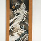 Japanese Boxed Hanging Scroll Vtg Guardian White Dragon Zenkai Kakejiku KJ36