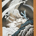 Japanese Boxed Hanging Scroll Vtg Guardian White Dragon Zenkai Kakejiku KJ36