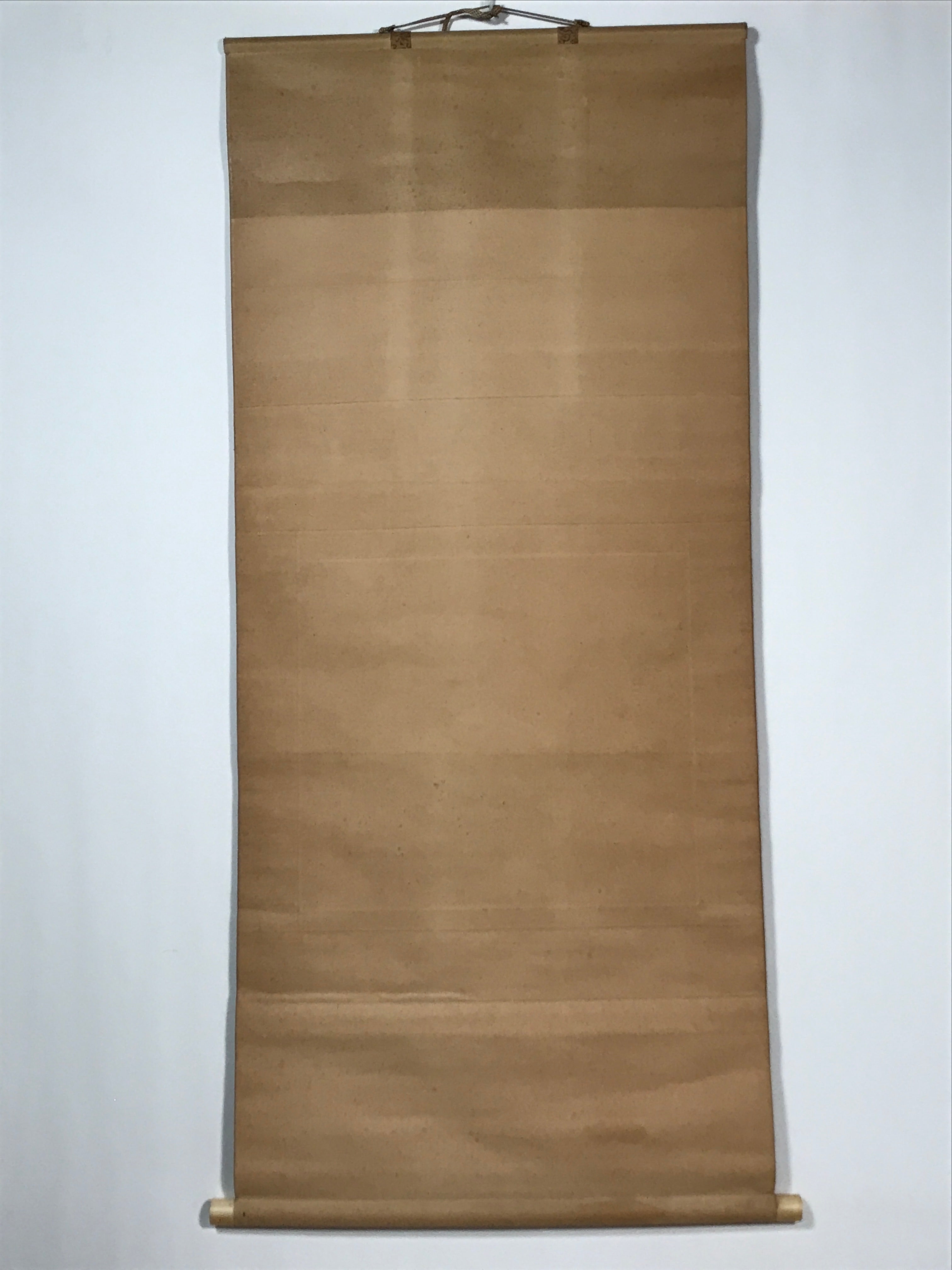 Japanese Boxed Hanging Scroll Vtg Houses River Sansui Landscape Kakejiku SC983