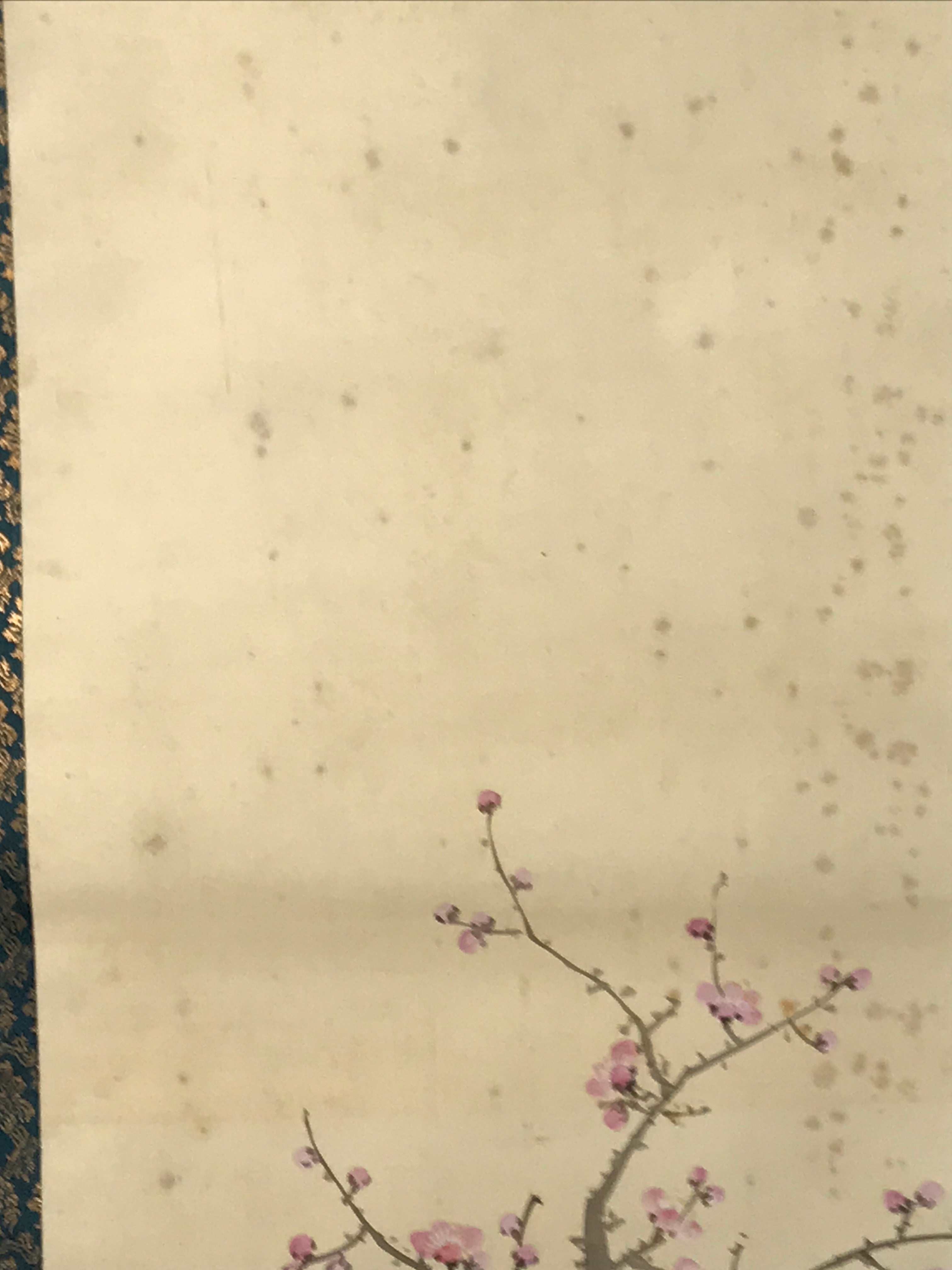 Japanese Boxed Hanging Scroll Vtg Kakejiku Horse Ema Plaque Plum Tree Pink KJ143