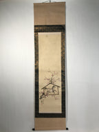 Japanese Boxed Hanging Scroll Vtg Kakejiku Horse Ema Plaque Plum Tree Pink KJ143