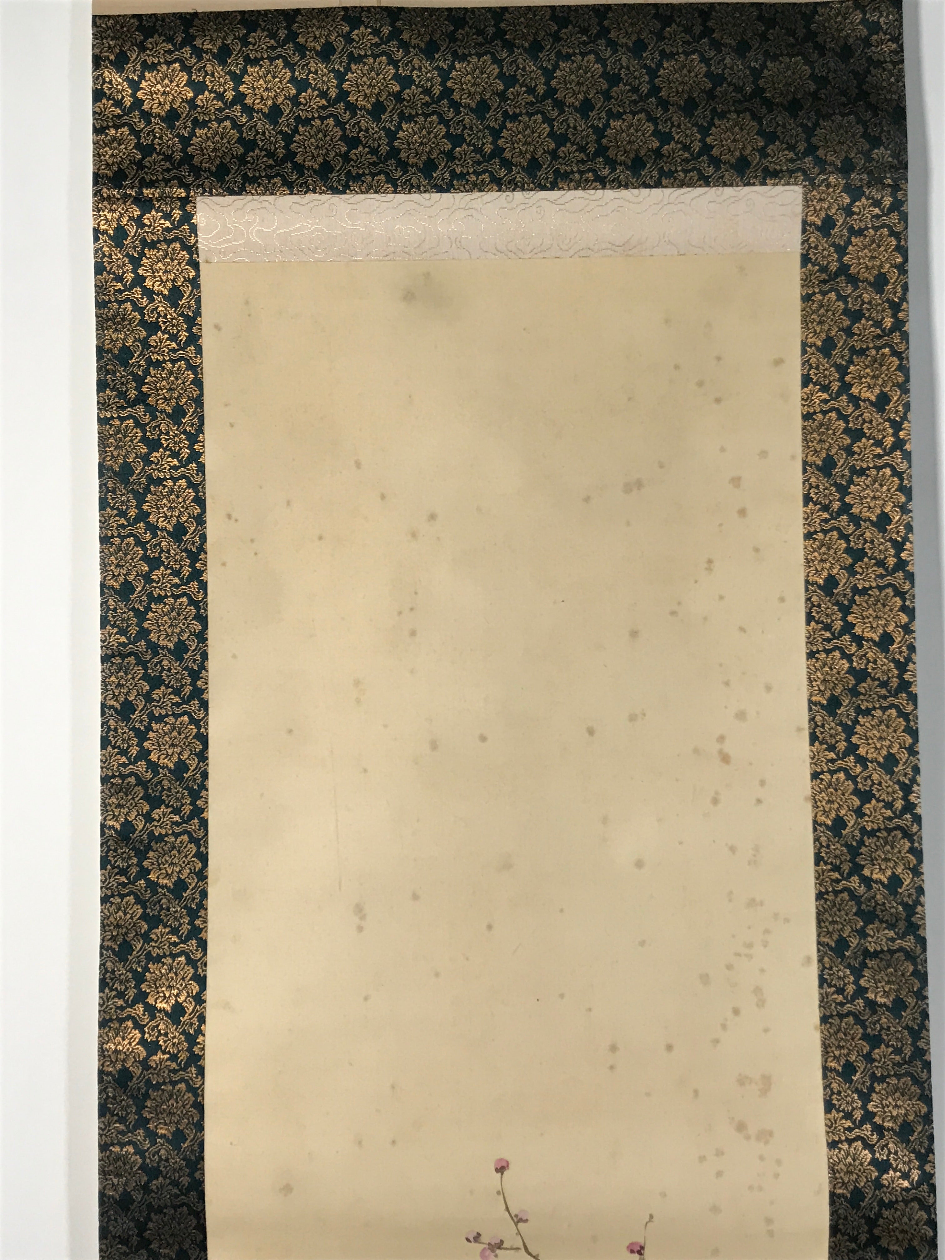 Japanese Boxed Hanging Scroll Vtg Kakejiku Horse Ema Plaque Plum Tree Pink KJ143