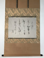 Japanese Boxed Hanging Scroll Vtg Kakejiku Sosho Cursive Calligraphy Black KJ147