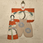 Japanese Boxed Hanging Scroll Vtg Kakejiku Standing Hina Dolls Portrait KJ159