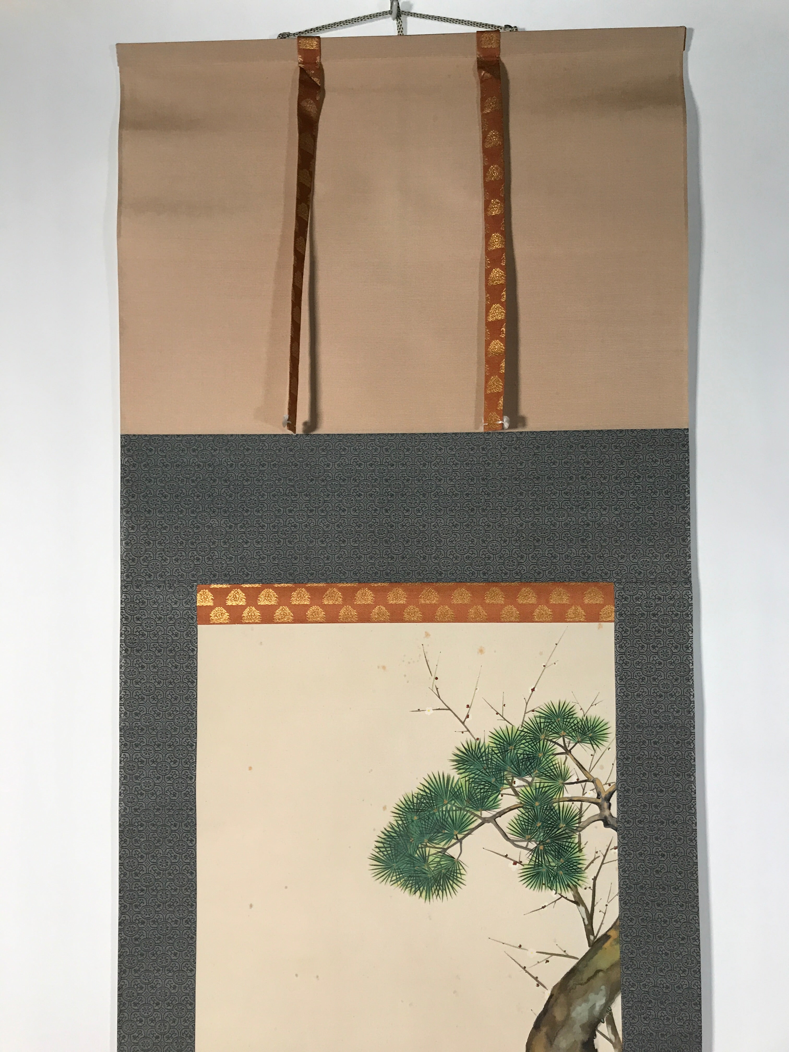 Japanese Boxed Hanging Scroll Vtg Kakejiku Sugawara No Michizane Portrait KJ144