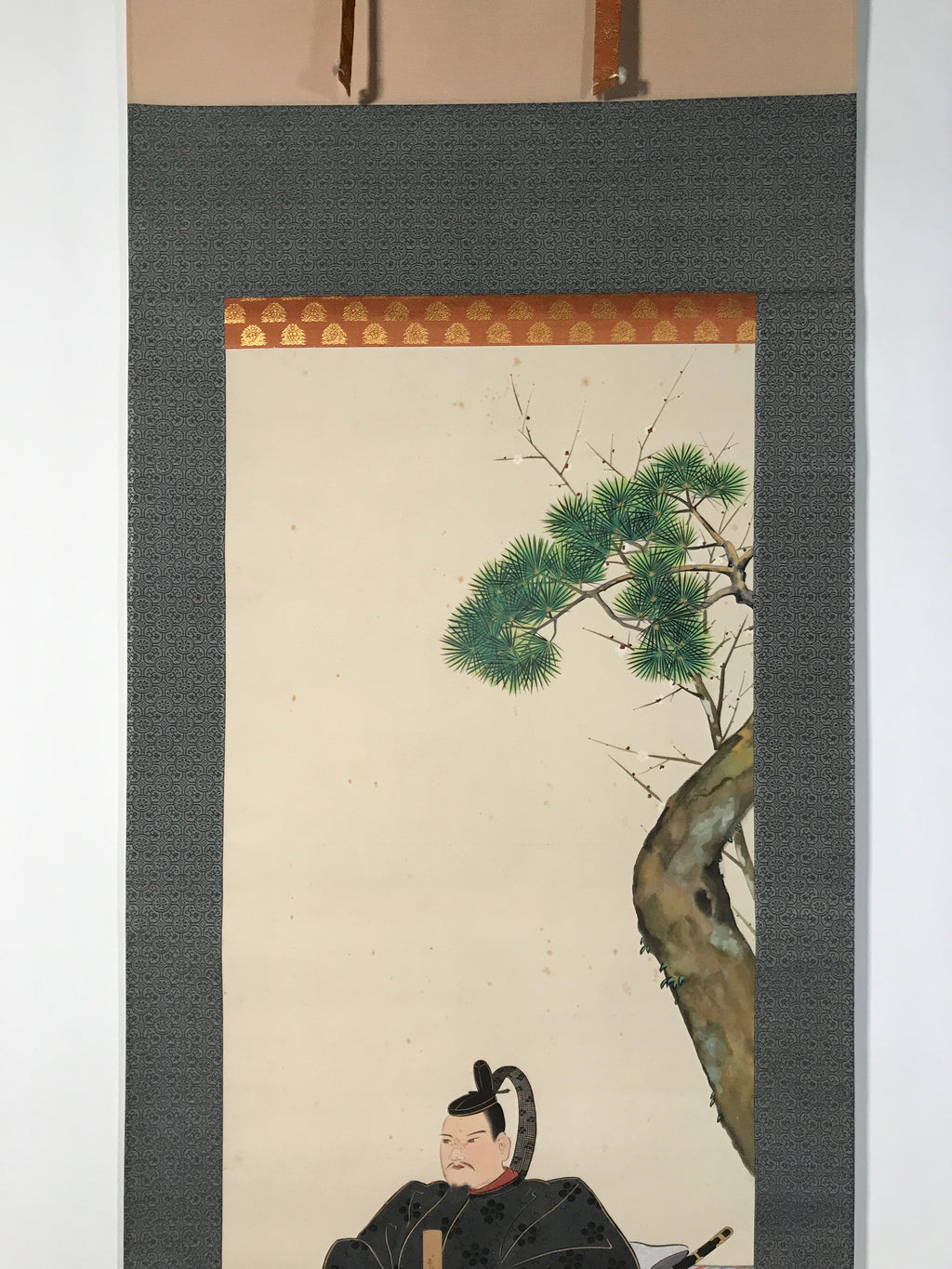 Japanese Boxed Hanging Scroll Vtg Kakejiku Sugawara No Michizane Portrait KJ144