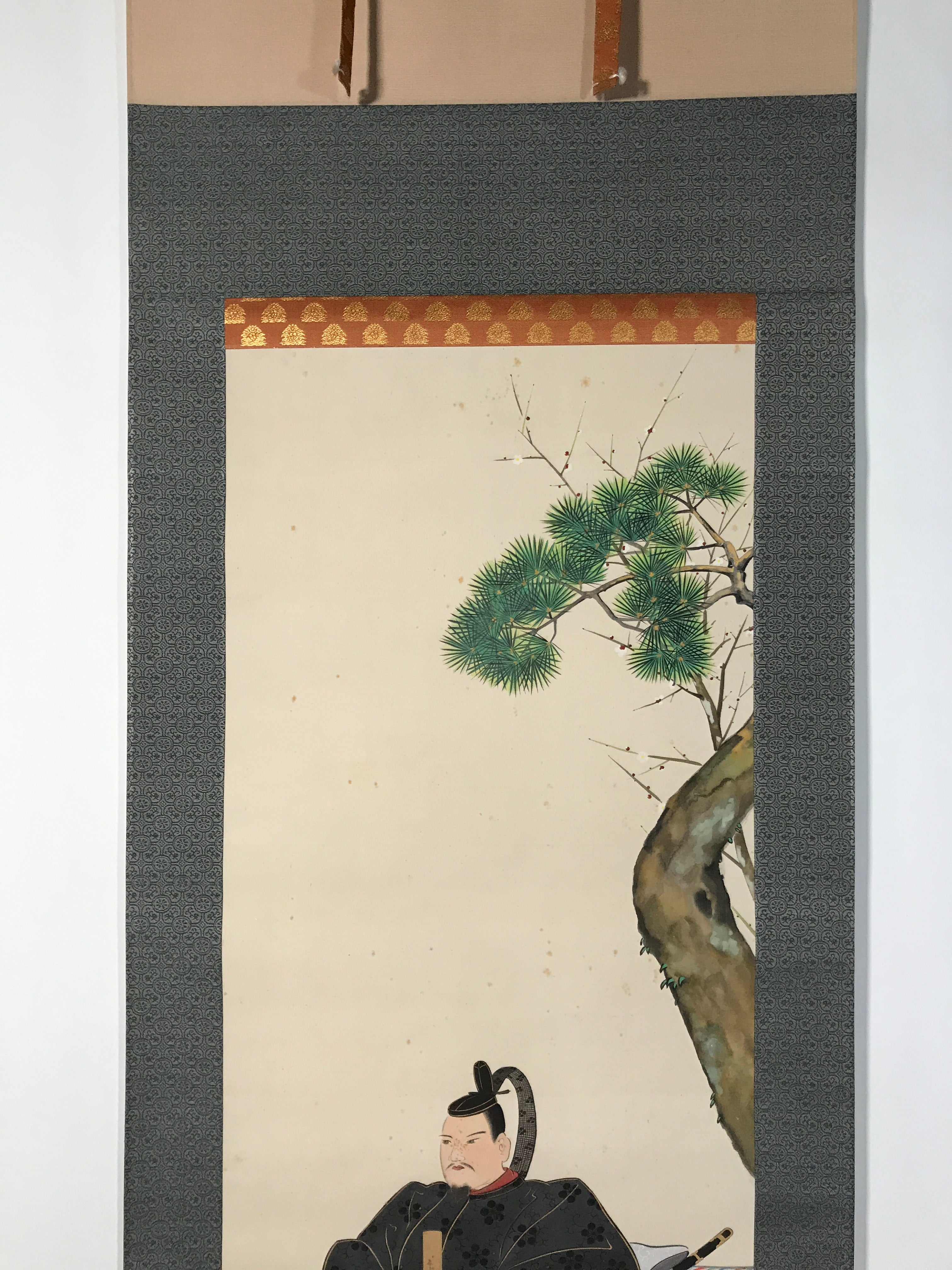 Japanese Boxed Hanging Scroll Vtg Kakejiku Sugawara No Michizane Portrait KJ144