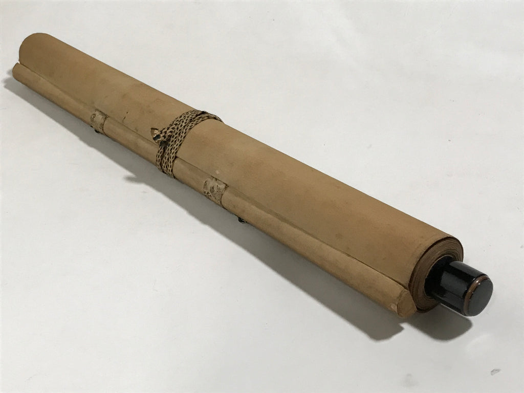 Japanese Boxed Hanging Scroll Vtg Kakejiku Tajimamori God Sweets Portrait KJ162