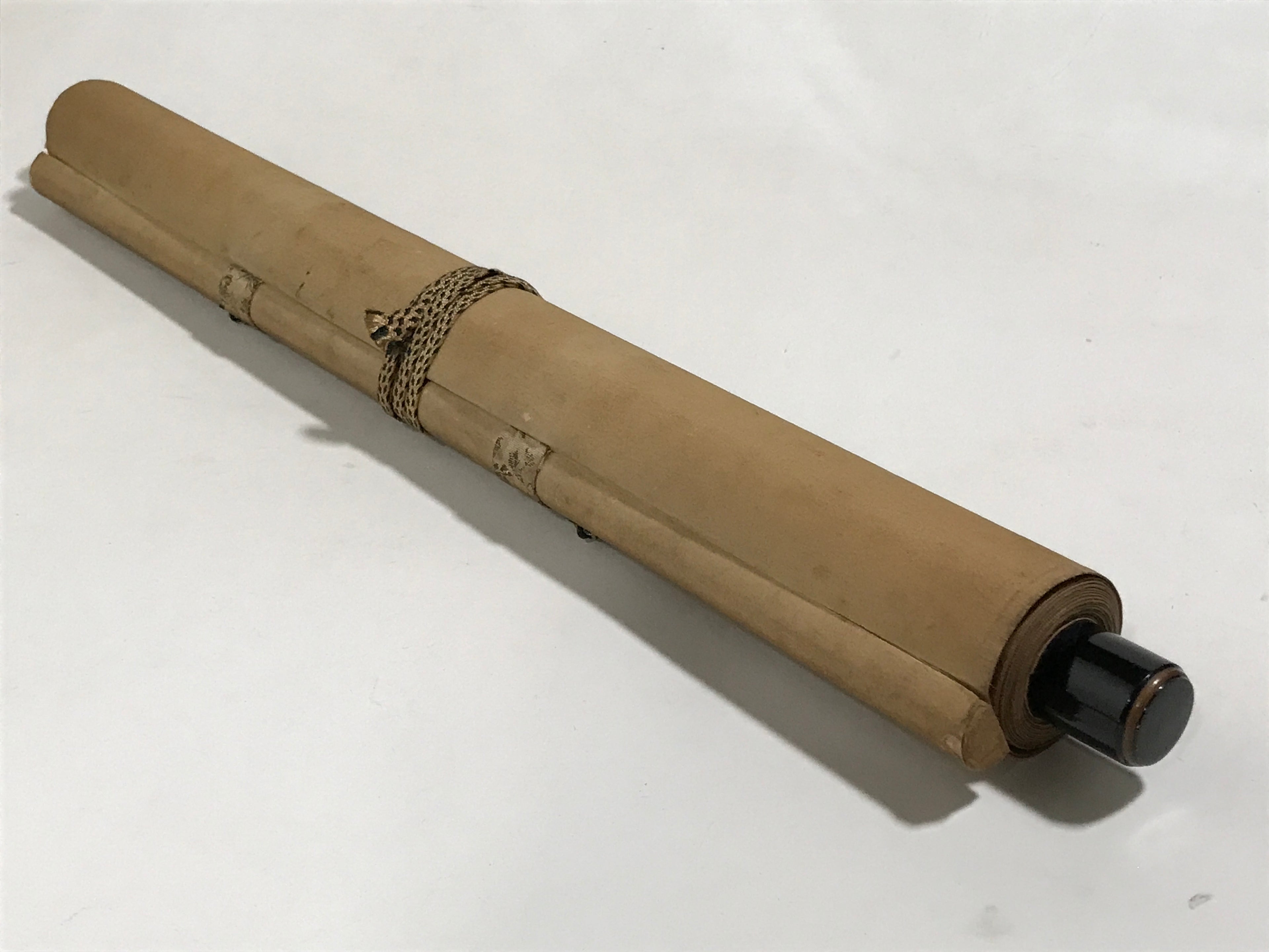 Japanese Boxed Hanging Scroll Vtg Kakejiku Tajimamori God Sweets Portrait KJ162