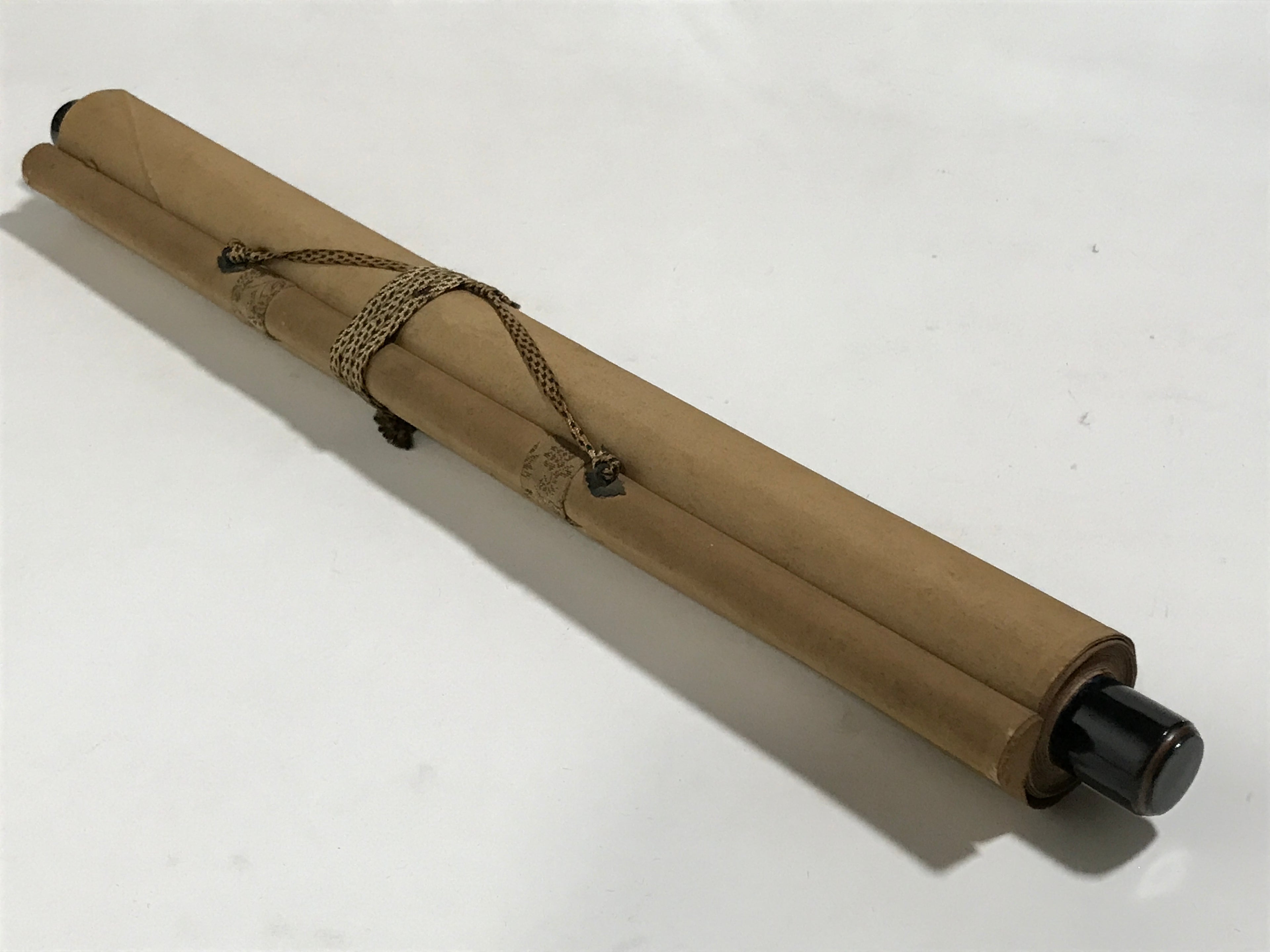 Japanese Boxed Hanging Scroll Vtg Kakejiku Tajimamori God Sweets Portrait KJ162