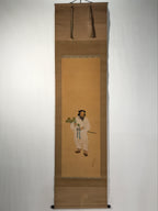 Japanese Boxed Hanging Scroll Vtg Kakejiku Tajimamori God Sweets Portrait KJ162