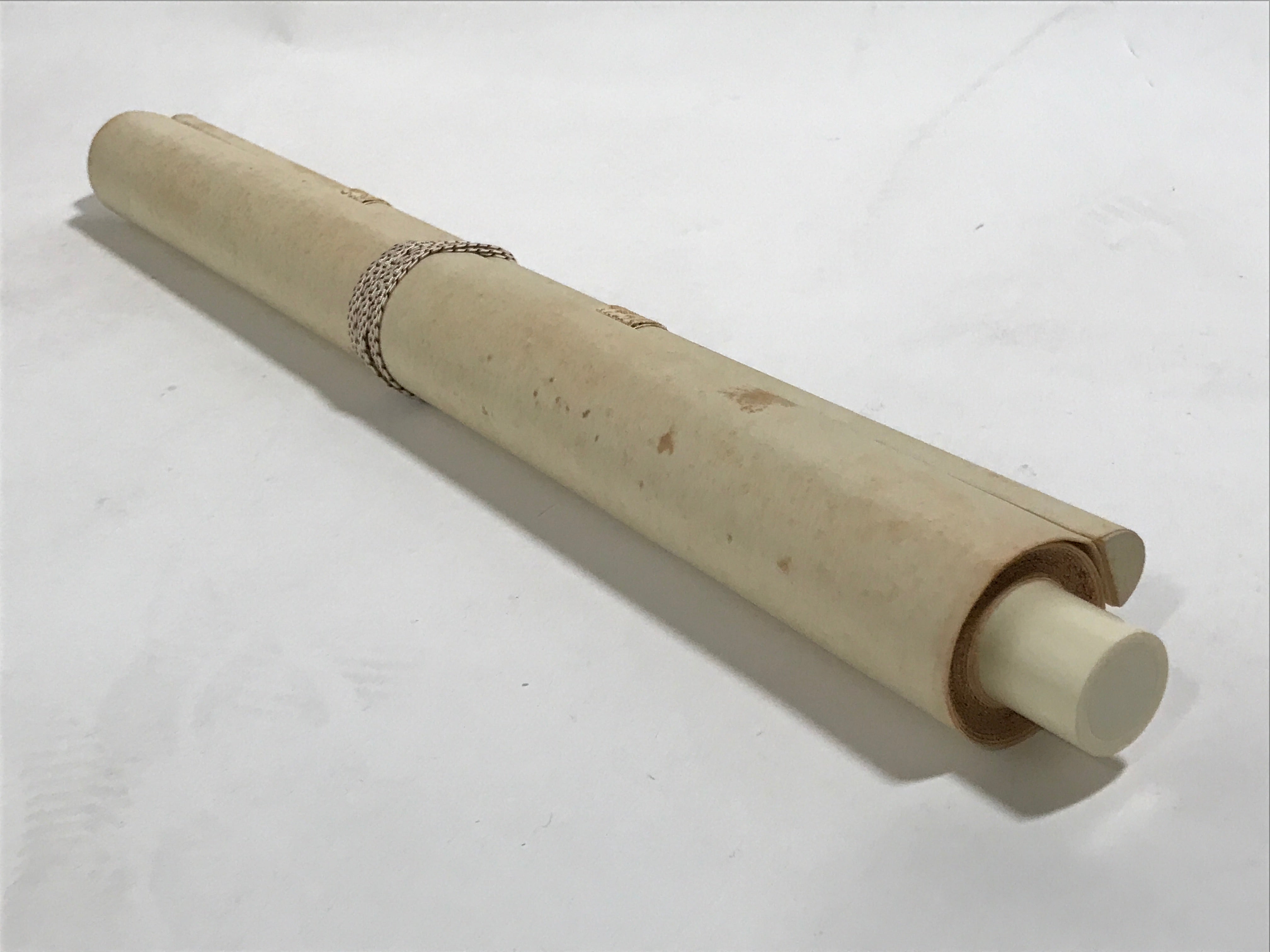 Japanese Boxed Hanging Scroll Vtg Kakejiku Two Cranes Bamboo Green Color KJ151