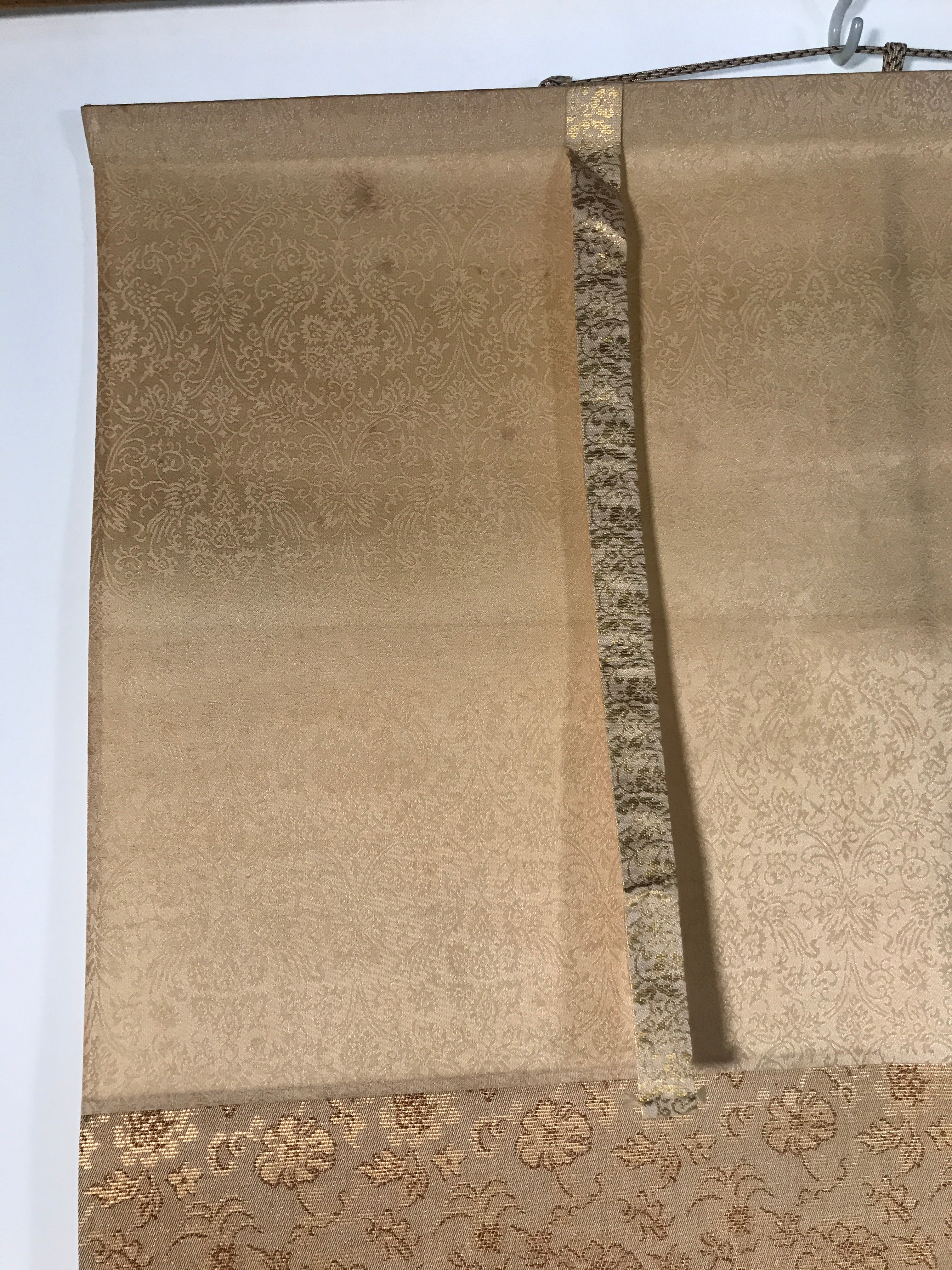 Japanese Boxed Hanging Scroll Vtg Kakejiku Two Cranes Bamboo Green Color KJ151