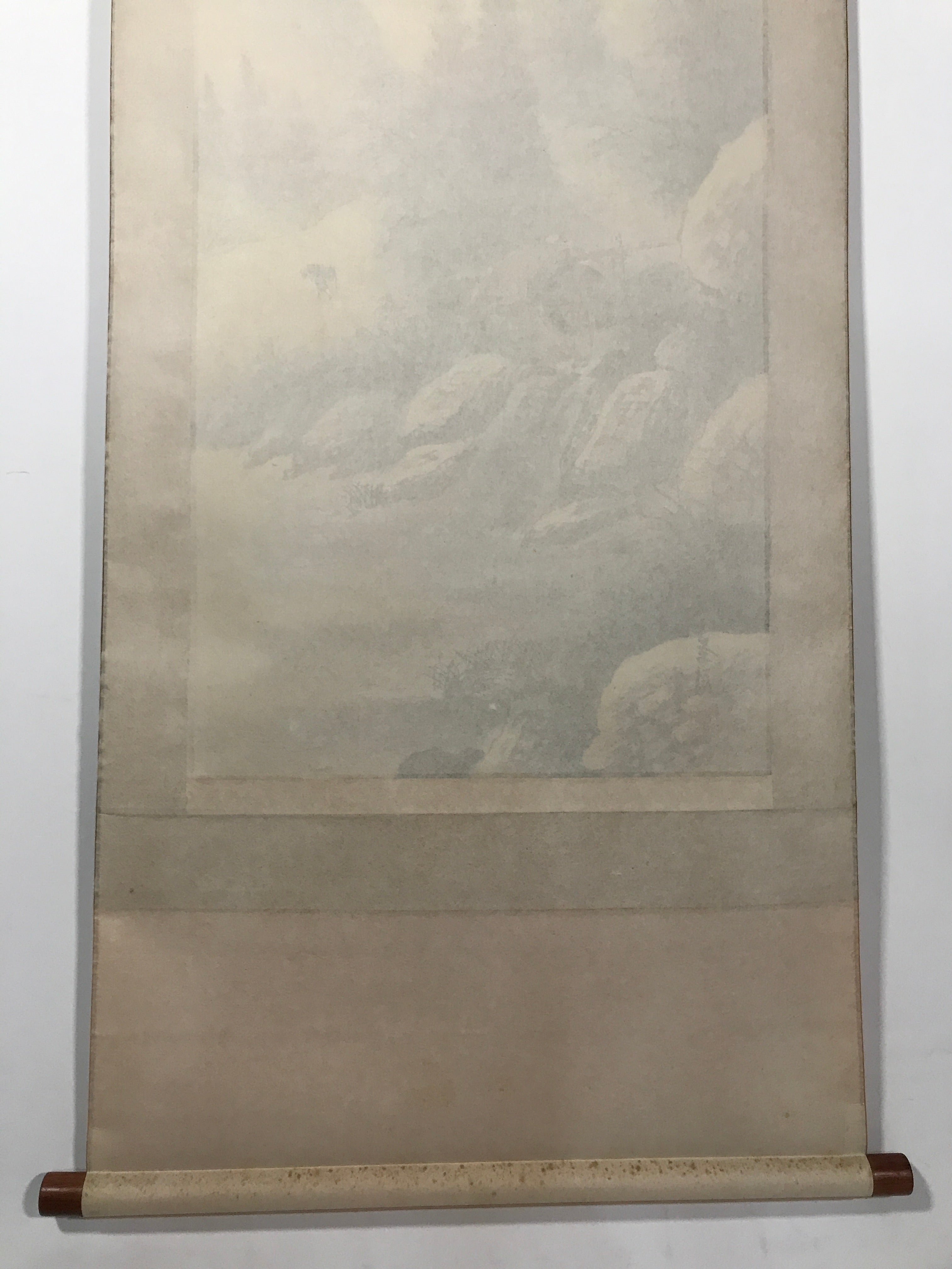 Japanese Boxed Hanging Scroll Vtg Kakejiku Water Mill Mountain House Color KJ146