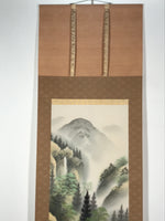 Japanese Boxed Hanging Scroll Vtg Kakejiku Water Mill Mountain House Color KJ146