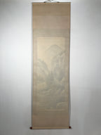 Japanese Boxed Hanging Scroll Vtg Kakejiku Water Mill Mountain House Color KJ146