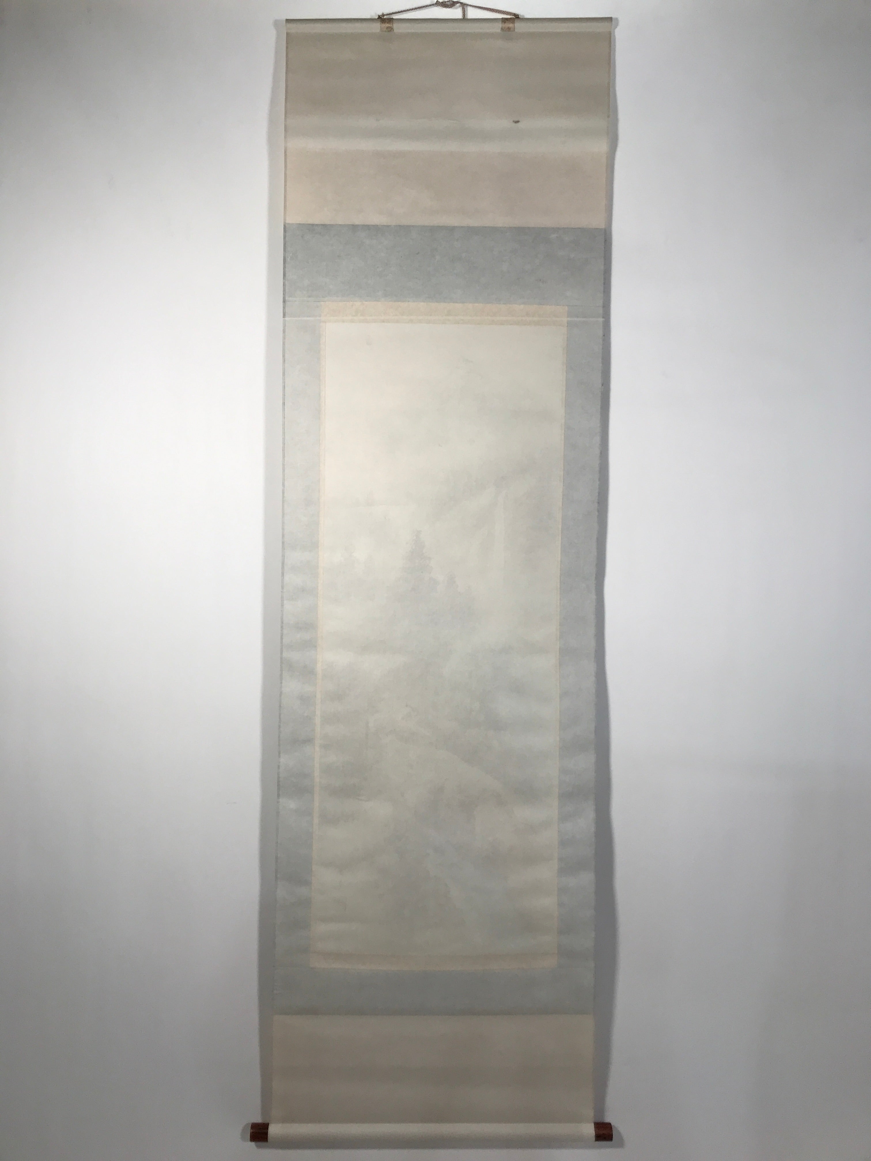 Japanese Boxed Hanging Scroll Vtg Kakejiku Water Mill Mountain House Color KJ149