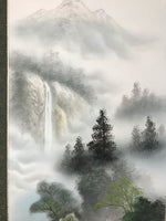 Japanese Boxed Hanging Scroll Vtg Kakejiku Water Mill Mountain House Color KJ149