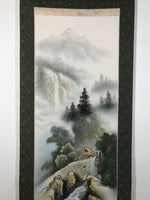 Japanese Boxed Hanging Scroll Vtg Kakejiku Water Mill Mountain House Color KJ149