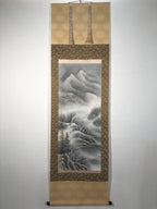 Japanese Boxed Hanging Scroll Vtg Kakejiku Winter Landscape Mountain Snow KJ148