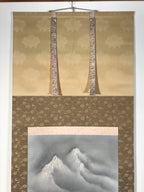 Japanese Boxed Hanging Scroll Vtg Kakejiku Winter Landscape Mountain Snow KJ148