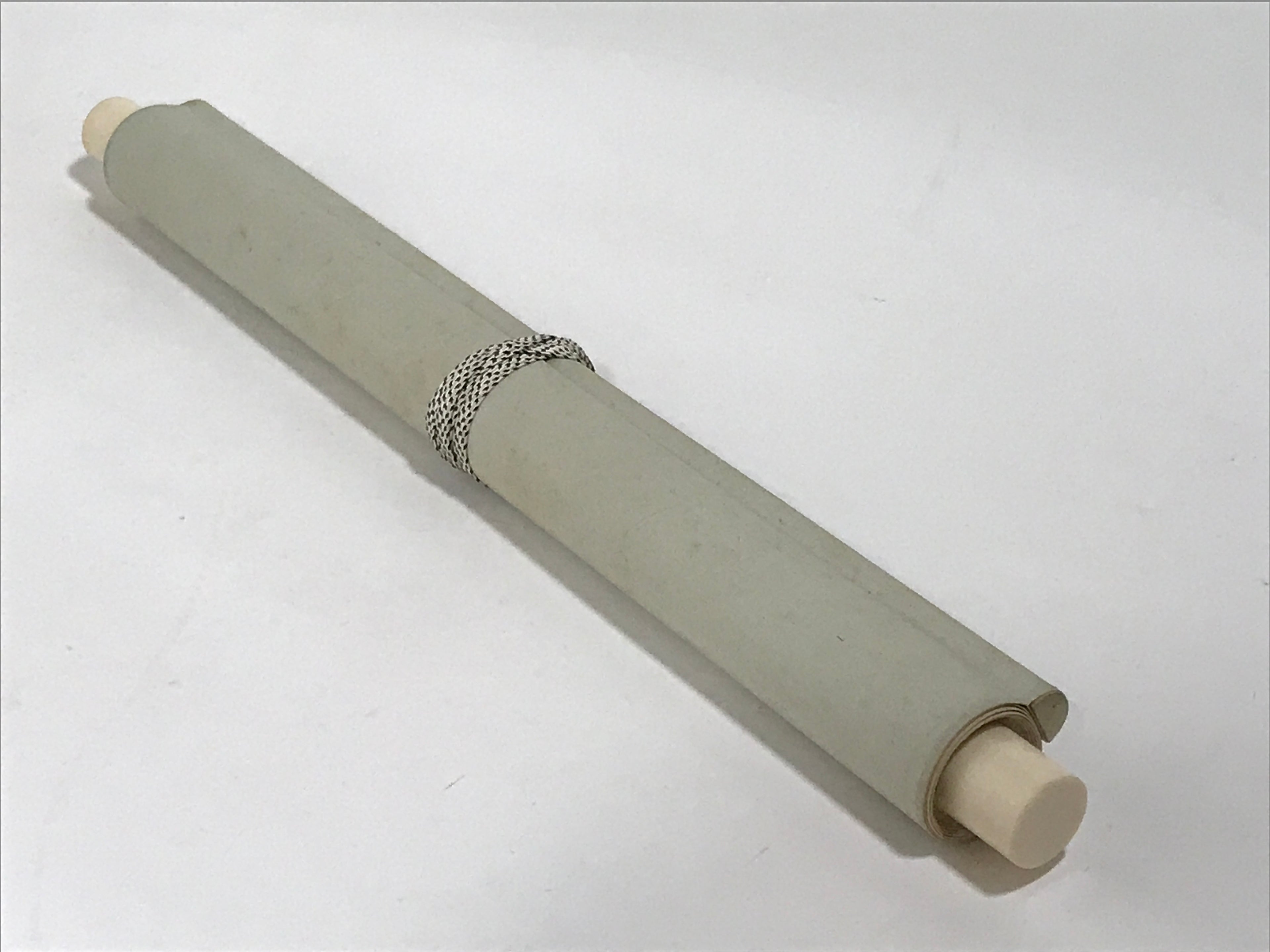 Japanese Boxed Hanging Scroll Vtg Loquat Biwa Poem Square Kakejiku KJ39