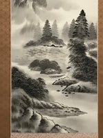 Japanese Boxed Hanging Scroll Vtg Mountains River Landscape Sansui SC978