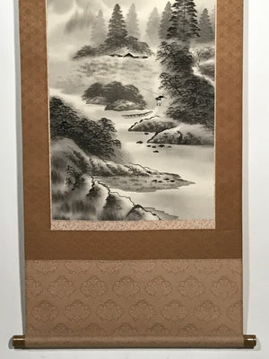 Japanese Boxed Hanging Scroll Vtg Mountains River Landscape Sansui SC978