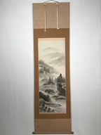 Japanese Boxed Hanging Scroll Vtg Mountains River Landscape Sansui SC978