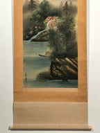 Japanese Boxed Hanging Scroll Vtg Mountains River Watermill Sansui SC952
