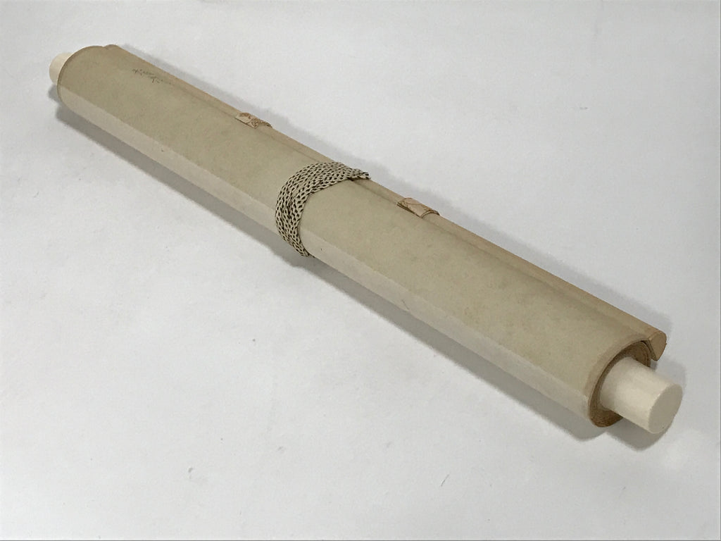 Japanese Boxed Hanging Scroll Vtg Plum Tree Ume Bamboo Bird Kakejiku KJ40