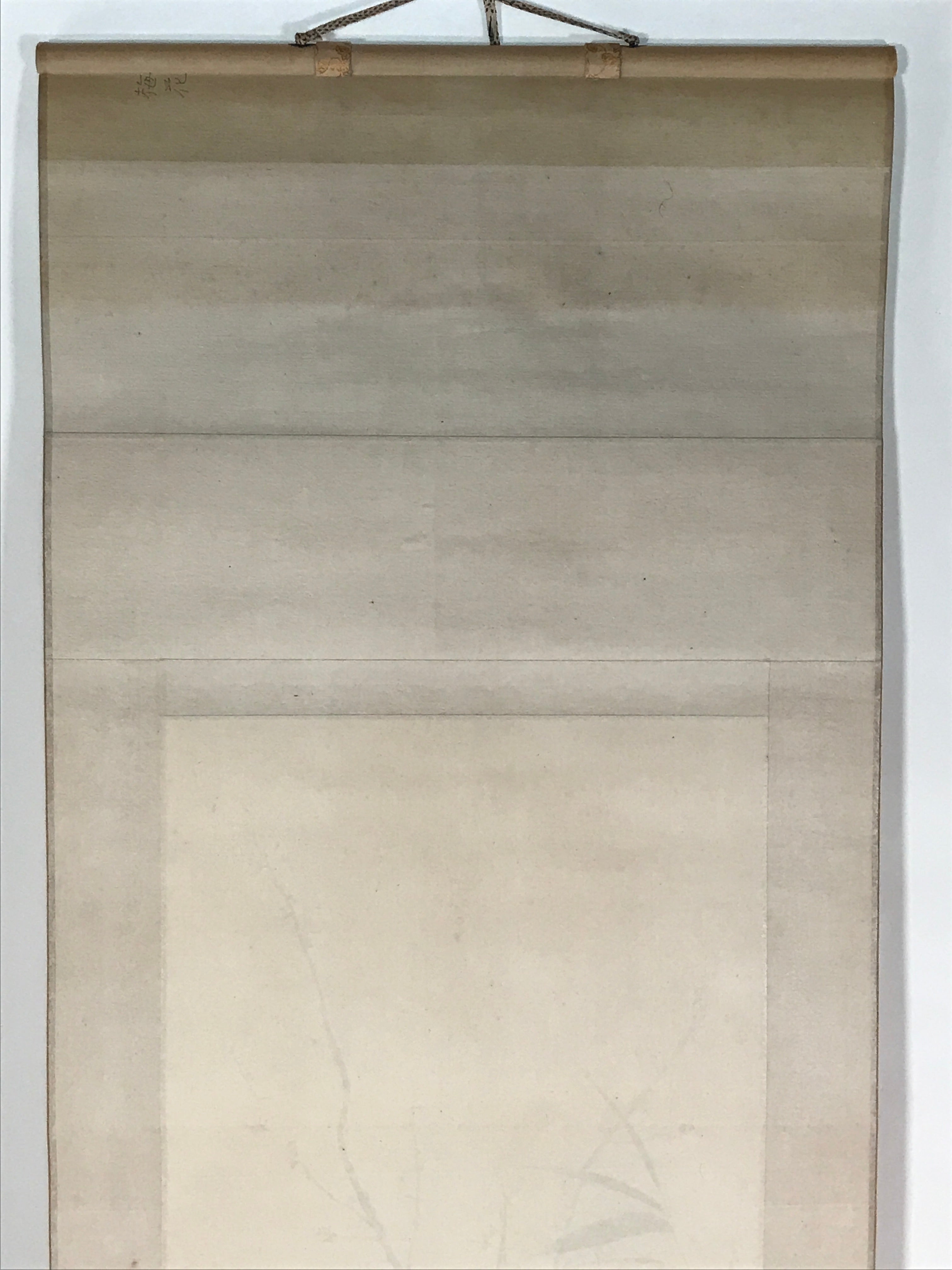 Japanese Boxed Hanging Scroll Vtg Plum Tree Ume Bamboo Bird Kakejiku KJ40
