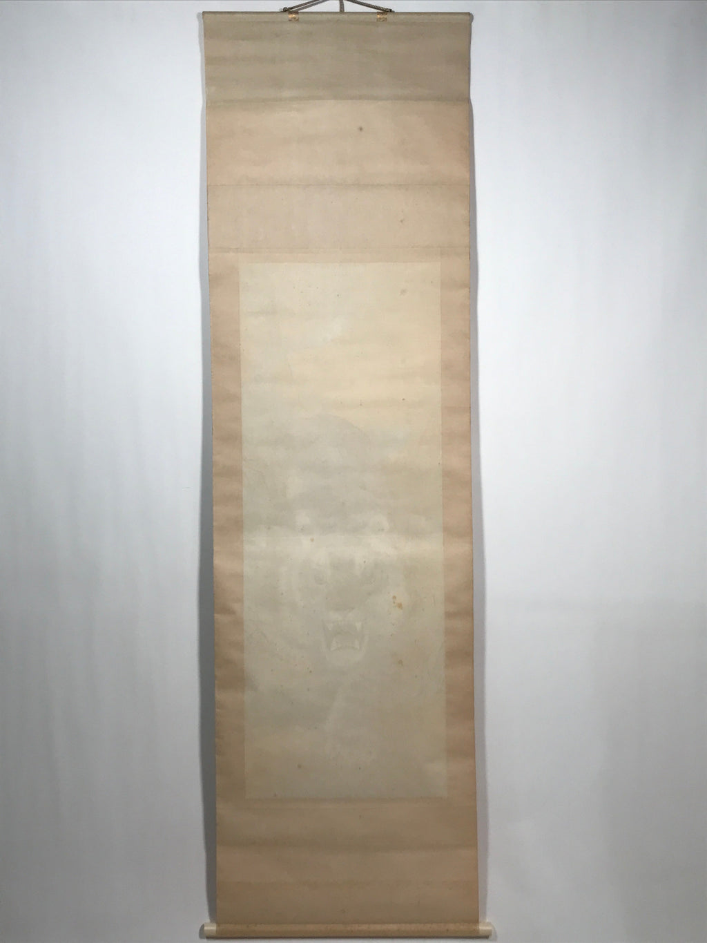 Japanese Boxed Hanging Scroll Vtg Roaring Tiger Color Kakejiku Chagake SC968